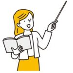 棒で案内をする女性