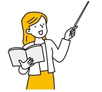 棒で案内をする女性