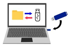 PCにUSBメモリを接続するイラスト
