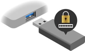 パスワードロック付きのUSBメモリイメージ