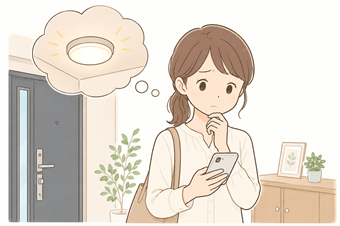 電気の消し忘れが気になる女性 A