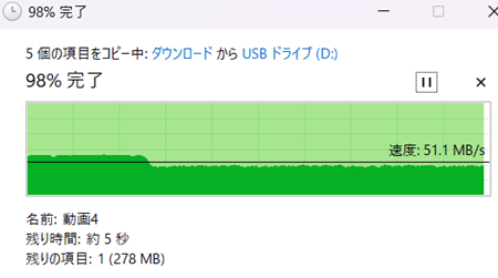 SanDisk「UltraDualDriveGo128GB」にPCから動画をコピー