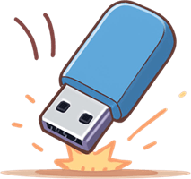 USBメモリが床に置いているイラスト