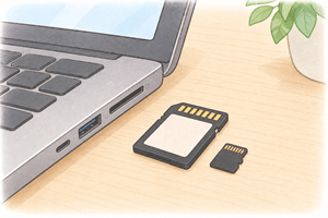 カードリーダーとSDカードのイラスト