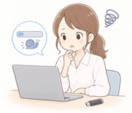 USBメモリの速度低下に悩む女性