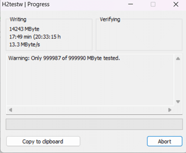H2testwで偽装USBを検査